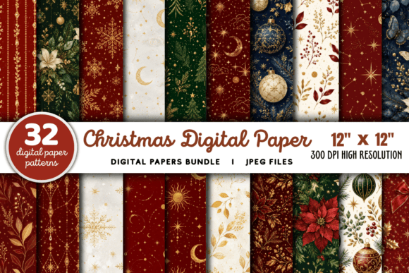 Download Christmas Digital Paper Graphics Bundle - Bundle Collection