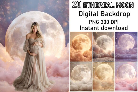 Download Ethereal Dreamy Moon Digital Backdrops - Premium Resources