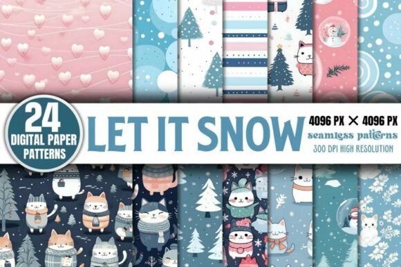 Download Let It Snow Digital Papers Bundle - Bundle Collection