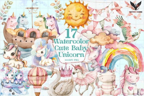 Download Watercolor Cute Baby Unicorn Clipart PNG - Baby unicorn Collection