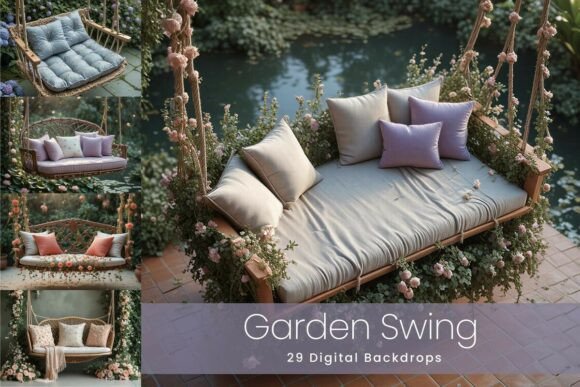 Download 29 Garden Swing Digital Backdrops - Premium Resources