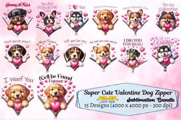 Download Super Cute Valentine Dog Zipper Bundle - Bundle Collection