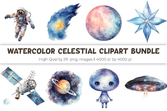 Download Watercolor Celestial Clipart Bundle - Bundle Collection