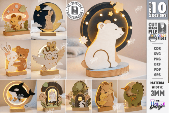 Download 3D Kids Night Light Laser Cut Bundle - Bundle Collection