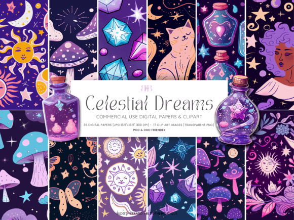 Download Celestial ClipArt &amp; Digital Paper Bundle - Bundle Collection