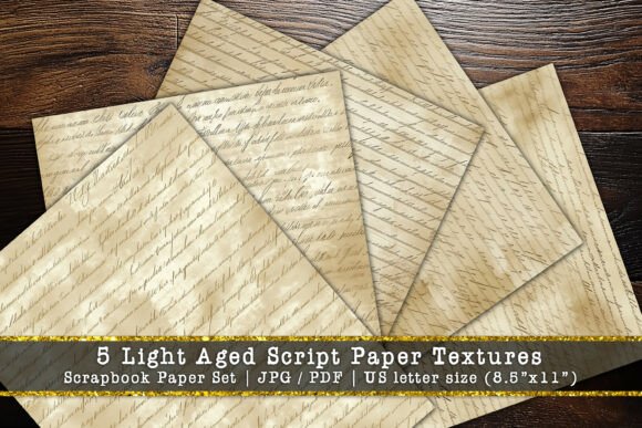 Download Light Aged Script Scrapbook Paper Pack - Light Collection