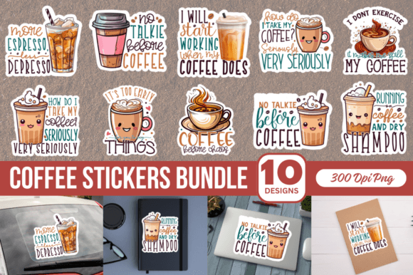 Download Coffee Printable Stickers Bundle - Bundle Collection