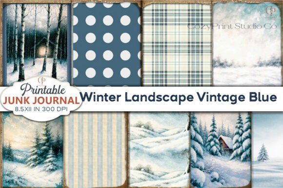 Download Winter Landscape Vintage Blue Background - Blue background Collection