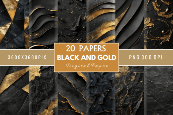 Download Black and Gold Digital Paper Bundle - Bundle Collection