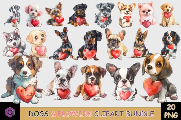 Download Valentine Dogs and Heart Clipart Bundle - Bundle Collection