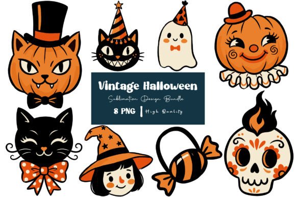Download Vintage Halloween Hand Drawn PNG Bundle - Bundle Collection