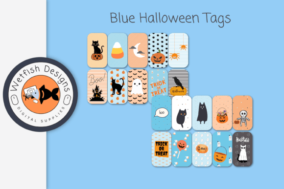 Download Blue Halloween Scrapbook Tags Stickers - Stickers Collection